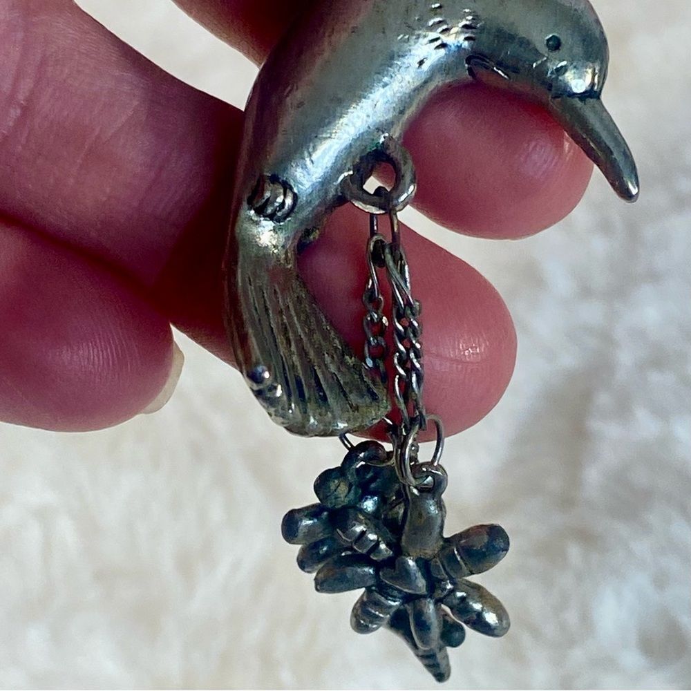 Silver Hummingbird Charm Backpack Accessory Rear View Mirror Heavy Charm - Picture 4 of 5